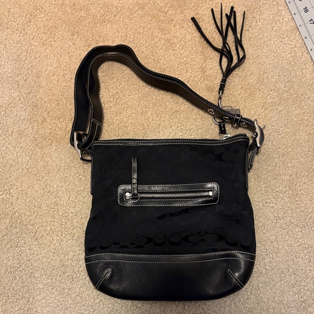 Coach Black Crossbody Bag with Silver Accents